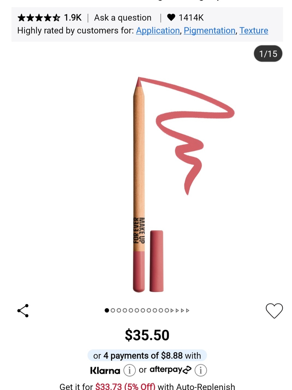 Makeup Forever Lip Liner Pencil - Rosewood Pink 206 Dreamy Pink